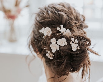 Alfileres de pelo florales, alfiler de pelo nupcial, horquilla de novia, postizo de novia, accesorios para el cabello de boda, alfileres de flores