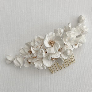 Clay flowers Hair Comb, clay flowers wedding haircomb, Wedding hair Comb, bridal accessories, wedding hair comb, floral hair comb image 4