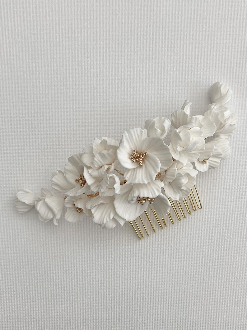 Clay flowers Hair Comb, clay flowers wedding haircomb, Wedding hair Comb, bridal accessories, wedding hair comb, floral hair comb image 4