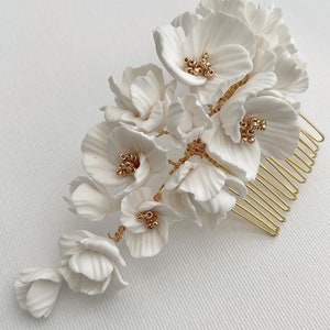 Clay flowers Hair Comb, clay flowers wedding haircomb, Wedding hair Comb, bridal accessories, wedding hair comb, floral hair comb image 5