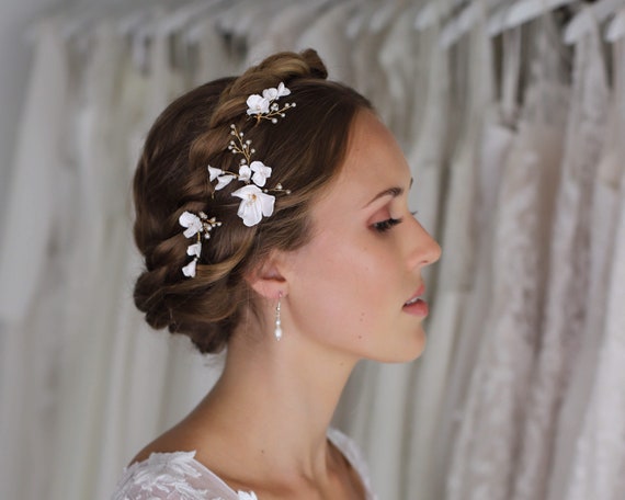 Luna Floral Hair Pins, Bridal Hair Pin, Bridal Hairpin 