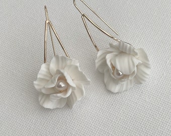 Bridal earrings, Clay flower earrings, floral earrings, clay earrings, bridal accessories, wedding earrings, flower earrings, earrings