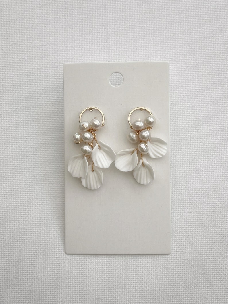 Floral earrings, Clay flower earrings, floral earrings, clay earrings, bridal accessories, wedding earrings, flower earrings, earrings image 2