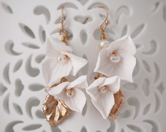 Harlen floral earrings, Clay flower earrings, floral earrings, Gold, Silver, floral, bridal accessories, bridal accessory