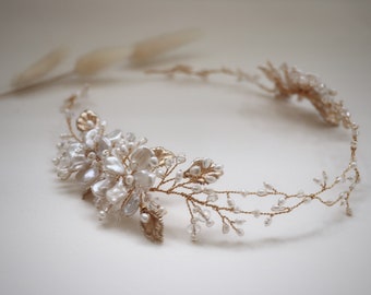 Enya Perle Haarranke, Gold, Rose Gold, Silber, Haarranke, Hochzeit Braut Haarranke, Perle, Braut Kopfschmuck, Perle, Girlande