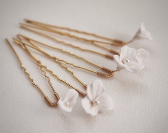 Luna Flower hair Pins, Bridal Hair Pin, Bridal Hairpin, Bridal Hairpiece, Flower hairpins, Silver, Gold, Rose Gold, Wedding hair accessories