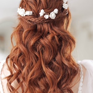 Clay flower hair Pins, Bridal Hair Pin, Bridal Hairpin, Flower hairpins, floral hairpins, Wedding hair pins, flower hair pins