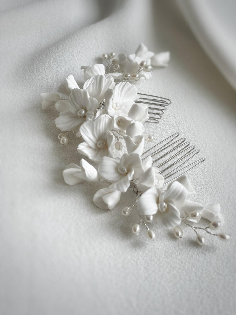 Floral Hair Comb, Wedding hair Comb, bridal accessories, bridal headpiece, bridal hair piece, wedding comb, bridal hair accessories image 2