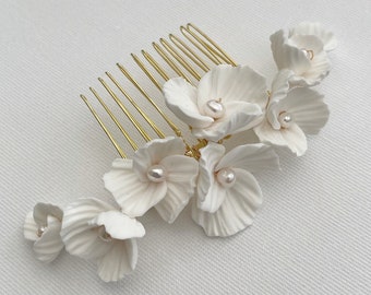 Clay flowers Hair Comb, clay flowers wedding haircomb, Wedding hair Comb, bridal accessories, wedding hair comb, floral hair comb