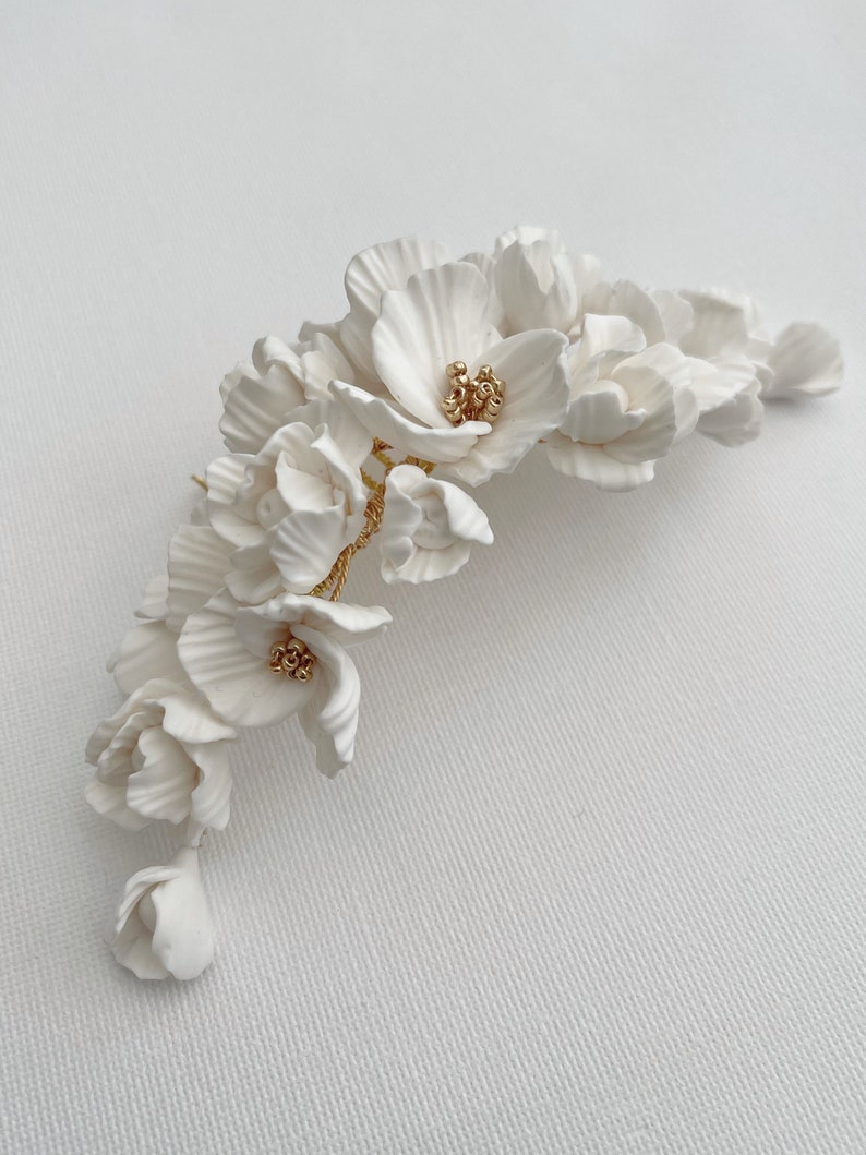 Clay flowers Hair Comb, clay flowers wedding haircomb, Wedding hair Comb, bridal accessories, wedding hair comb, floral hair comb image 6