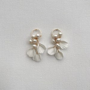 Floral earrings, Clay flower earrings, floral earrings, clay earrings, bridal accessories, wedding earrings, flower earrings, earrings image 1