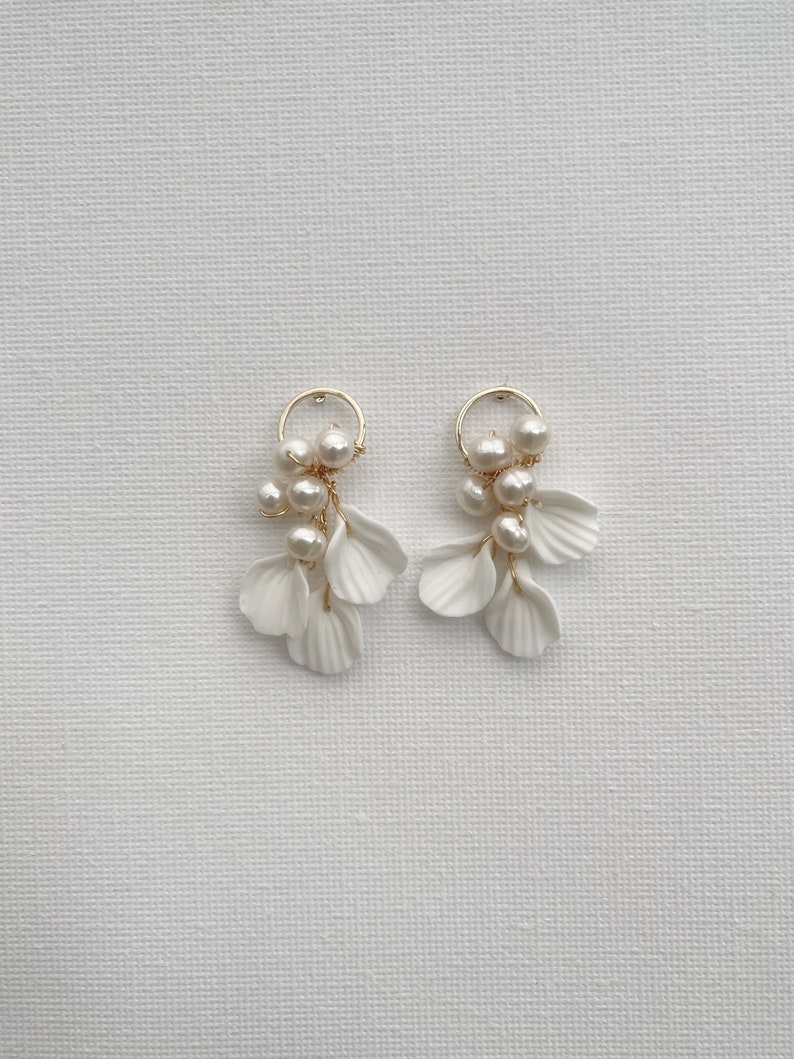 Floral earrings, Clay flower earrings, floral earrings, clay earrings, bridal accessories, wedding earrings, flower earrings, earrings image 1