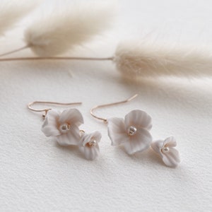 Luna floral earrings, Clay flower earrings, floral earrings, Gold, Silver, floral, bridal accessories, bridal accessory