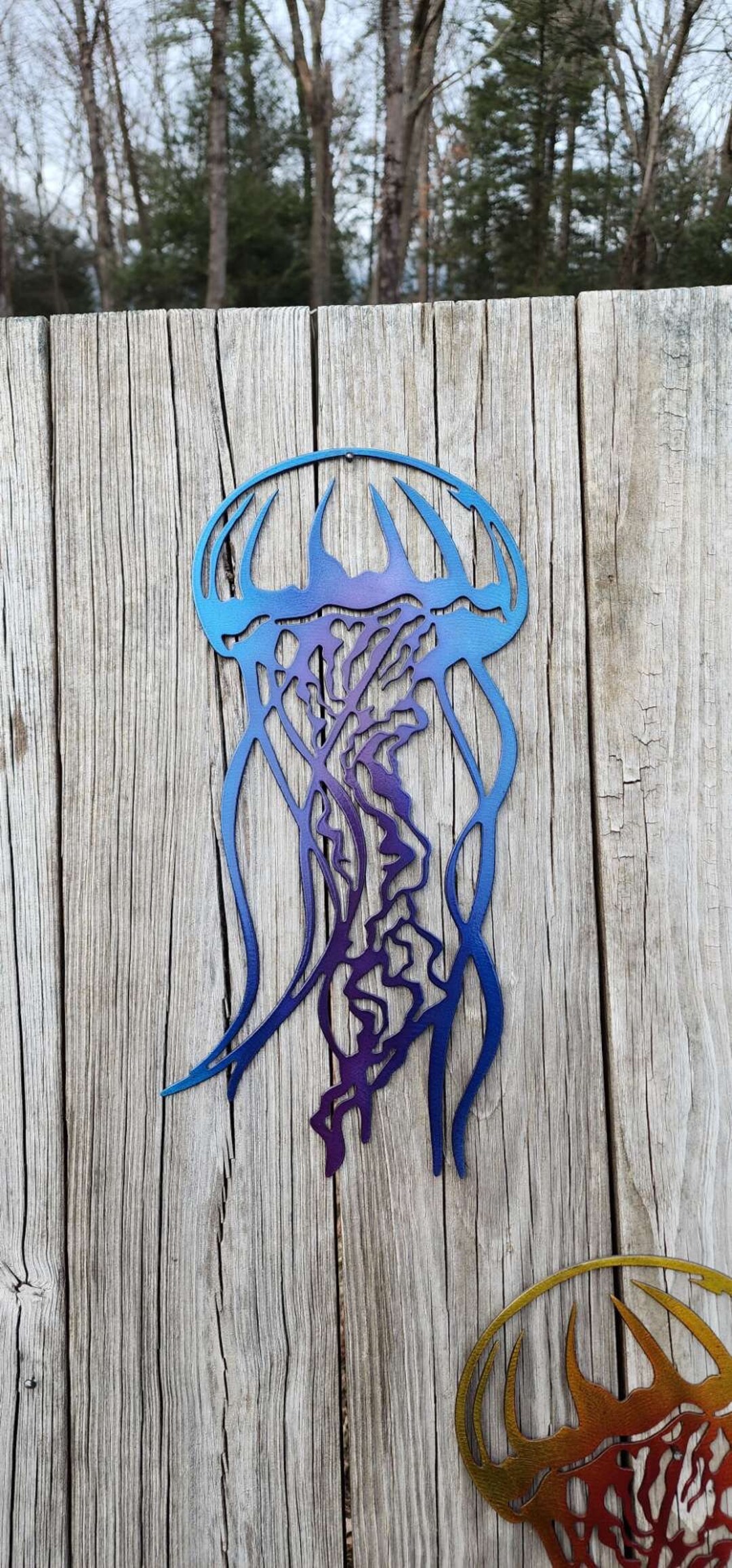 Jellyfish Metal Sea Life Wall Artwork Home Decor Etsy