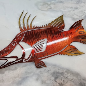 Hogfish Metal Wall Decor, Hanging hogfish Wall Art, sea art, sealife, hogfish Sculpture for Home Garden Pool Bathroom Decor Signs Gift