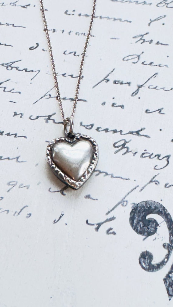 Sterling Silver Puffy Heart Pendant - image 2
