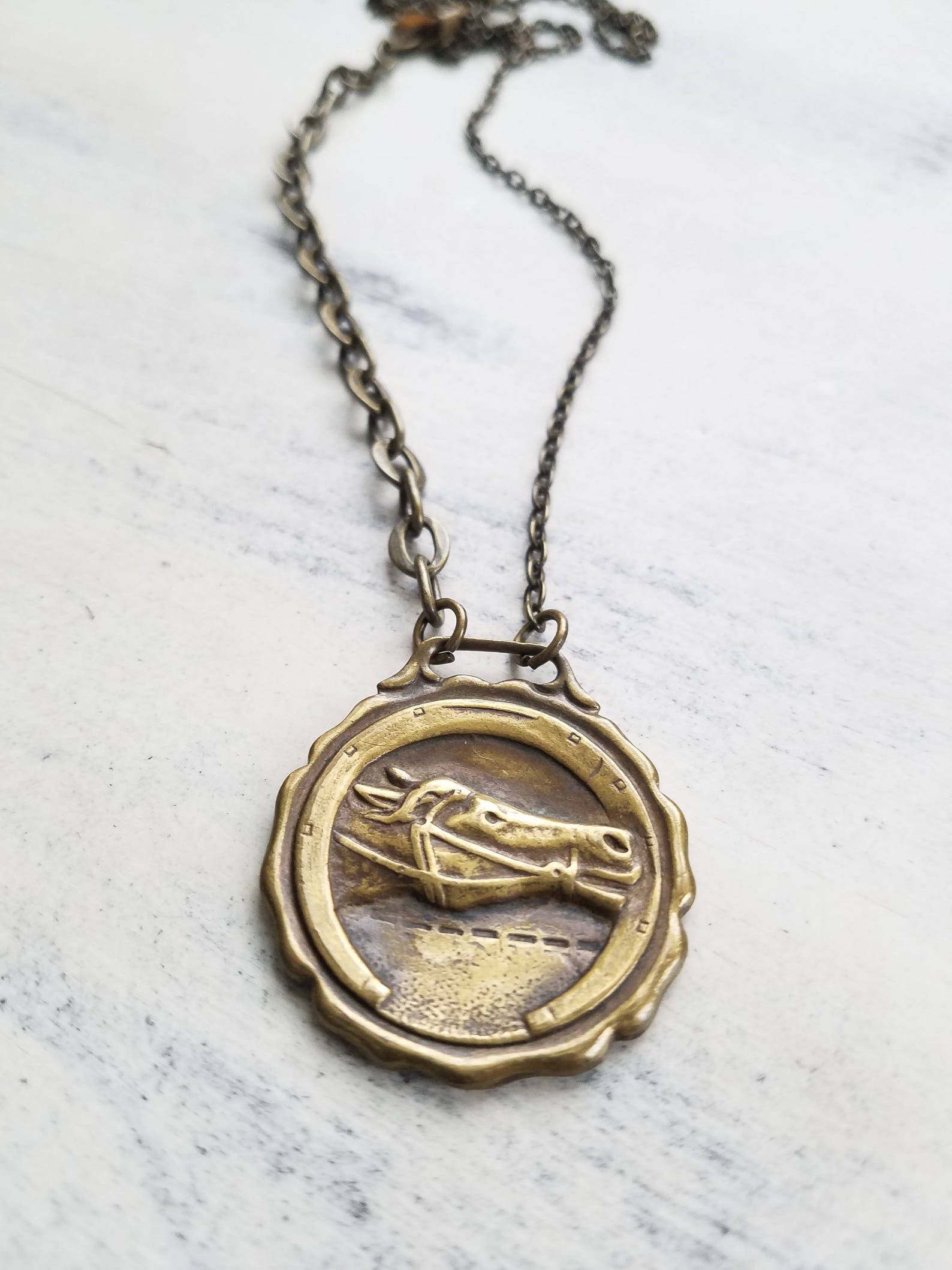 Vintage Equestrian Pendant Necklace Equestrian Jewelry Etsy