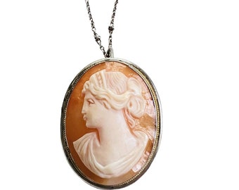 Vintage Shell Cameo Necklace • Cameo Necklace • Layering Necklace