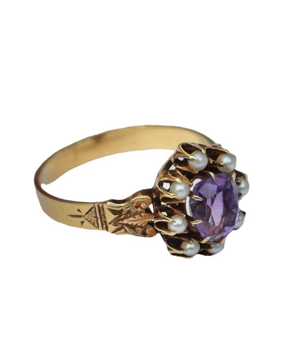 Victorian Amethyst  and Seed Pearl Ring