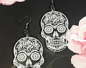 Sugar Skull Earrings Skull Halloween Earrings Halloween Accessories Day of the Dead Dia de los Muertos Calaveras Gift for her