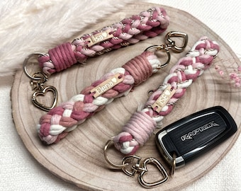 Bracelet porte-clés en macramé, lanière personnalisée, bracelet en chaîne de téléphone portable, bracelets partenaires, bracelet d'amitié en macramé avec nom