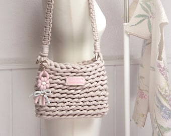 Sac au crochet personnalisé, sac tricoté femme, macramé cadeau fête des mères