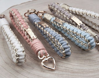 Lanyard Macrame personnalisé, porte-clés avec nom, cadeau personnalisé, cadeau fête des pères personnalisé, petite amie