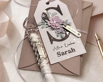 Macrame keychain with name, gift for girlfriend, thank you gift