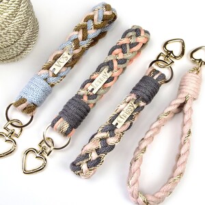 Personalisierter Schlüsselanhänger, Makramee Schlüsselanhänger, Makramee Armbänder mit Namen, Muttertag Geschenk Bild 2