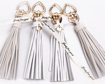 Personalized Heart & Tassel Keychain for Bag or Keys, Gift for Birthday, Mother's Day, Anniversary