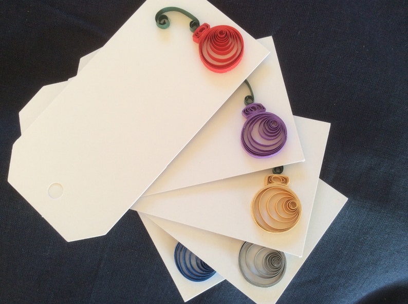 Set of 5 Quilled Christmas Ornament Gift Tags | Etsy