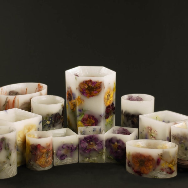 FOREVER Memorial CANDLES made with FLOWERS - from your Special Occasion - Weddings, Birthdays, Anniversaries, Funerals, New Baby