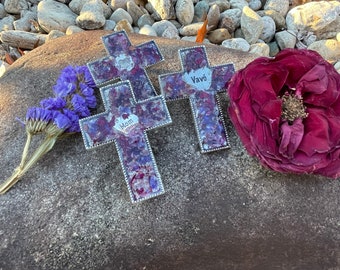 Memorial Flower Cross Car Visor Clip