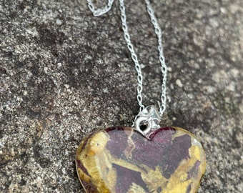 Memorial Flower Petal Heart Shaped Pendant