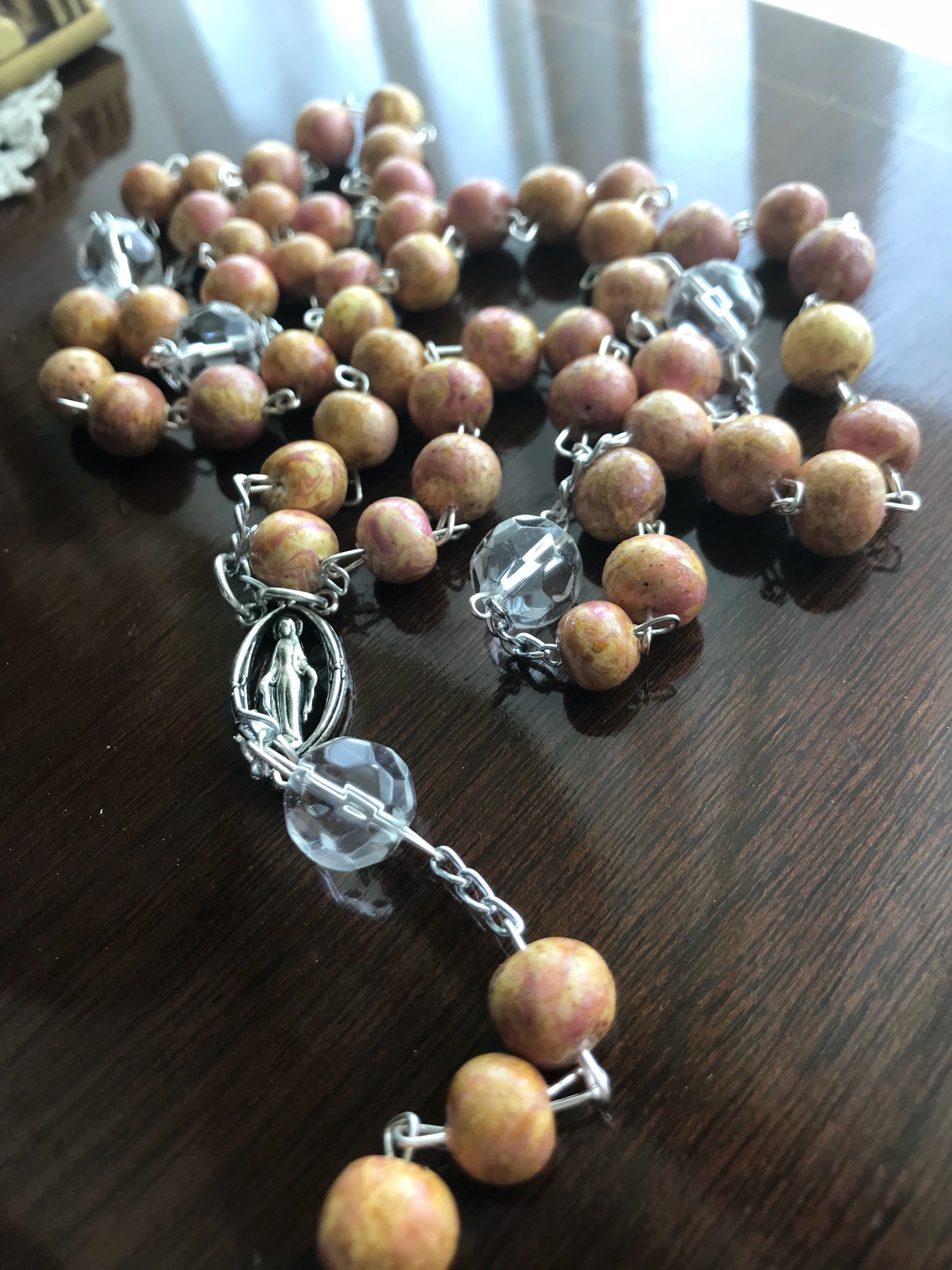 Remembrance Bead Rosary Made from funeral flowers Wedding Bouquets
