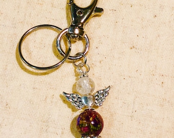 Memorial Flower Petal Angel Key Chain