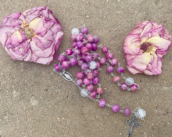 Remembrance Bead Rosary - Made from funeral flowers - Wedding Bouquets - Real Flower Petal Jewelry