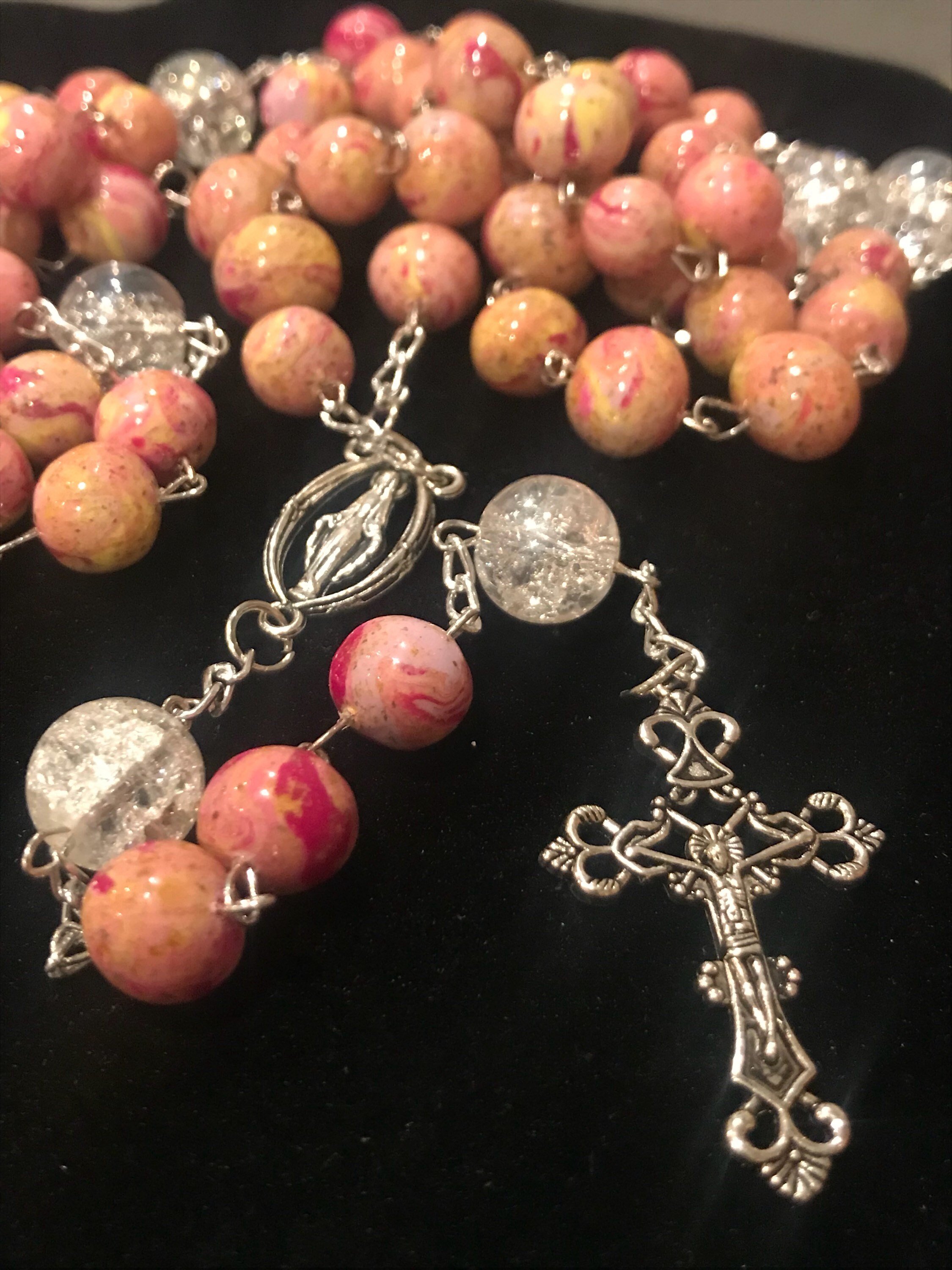 Remembrance Bead Rosary Made from funeral flowers Wedding Bouquets