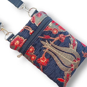 Floral Sling Bag for Woman, Smartphone Crossbody Bag, iPhone 11 Shoulder Bag, Phone Sling Pouch, Mini Travel Purse, Passport Purse- Tulips