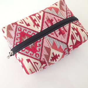 Boho Makeup Bag, Large makeup bag, Bohemian Makeup Bag, Geometric Pattern bag, Travel Bag, Fabric Bag, makeup bag, Makeup case
