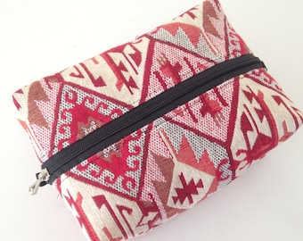 Boho sminkväska, Stor sminkväska, Boho sminkväska, Geometriskt mönsterväska, Resväska, Tygväska, sminkväska, Sminkfodral