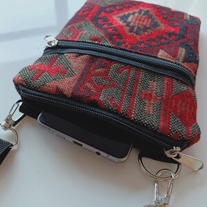 Boho Sling Bag for Women with Zipper | Ethnic Fabric Crossbody Purse | Travel Shoulder Bag | Phone Pouch Fits iPhone 11 12 13 14 Pro Max image 3