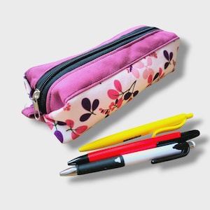 Flowers Fabric Pencil Case  Cute Zipper Pouch  Floral Storage Bag,Makeup Bag Cotton Pencil Pouch Cotton Pencil Organizer Pen Case