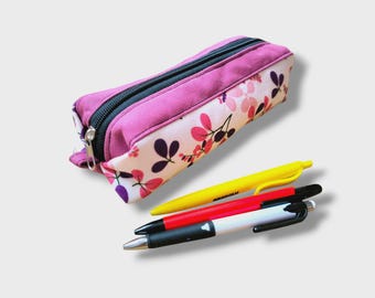 Flowers Fabric Pencil Case  Cute Zipper Pouch  Floral Storage Bag,Makeup Bag Cotton Pencil Pouch Cotton Pencil Organizer Pen Case