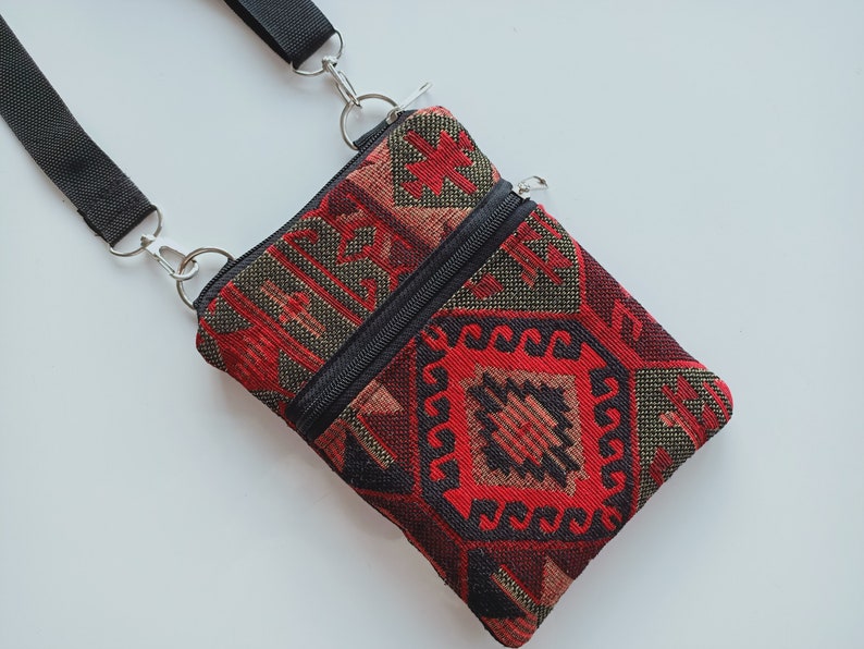 Boho Sling Bag for Women with Zipper | Ethnic Fabric Crossbody Purse | Travel Shoulder Bag | Phone Pouch Fits iPhone 11 12 13 14 Pro Max image 10