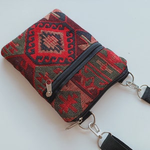 Boho Sling Bag for Women with Zipper | Ethnic Fabric Crossbody Purse | Travel Shoulder Bag | Phone Pouch Fits iPhone 11 12 13 14 Pro Max image 2