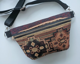 Umweltfreundliche Fanny Pack Vegan Taille Tasche mit Boho Stickerei Festival Hip Pouch Handgemachte Crossbody Reisetasche für Frauen oder Männer