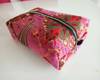 Borsa per il trucco Boho rosa, custodia da viaggio unisex, borsa in tessuto con motivo tulipani, custodia con cerniera, borsa per il trucco carina, festa della mamma