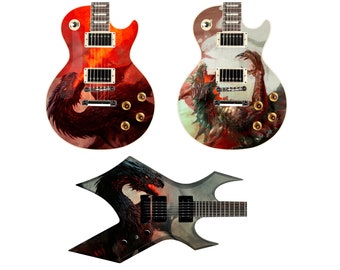 The Warrior Dragons Skin Wrap Vinyl Decal Stickers for Guitars & Bass. 3 choices