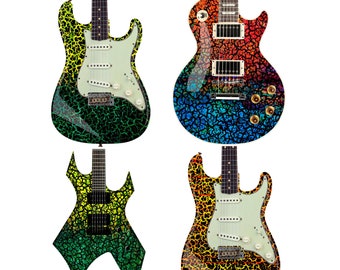 The Crackle Selection Guitar/Bass Vinyl Skin Wrap Decal Sticker Skins. GS204-GS207